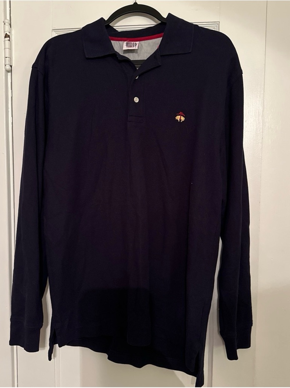 Brooks Brothers Navy Long-Sleeve Polo with Embroidered Crest